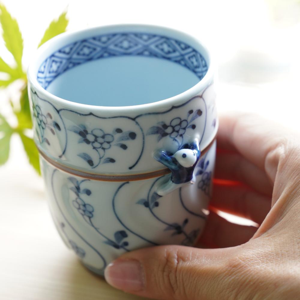 ARITA "IKKANNJIN" CARVED CUP WITH WILD FLOWERS (LARGE)