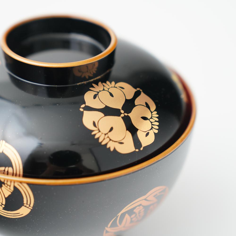 YUWEN ORIGINAL SOUP BOWL WITH FOUR SEASONS FLORAL CRESTS (BLACK)