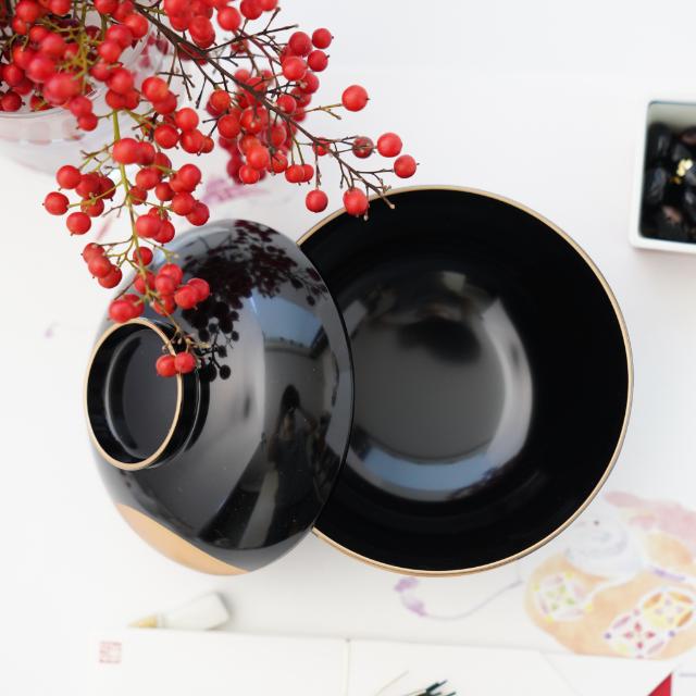 YUWEN ORIGINAL SOUPBOWL BLACK WITH GOLD SKY&HALF - MOONDESIGN